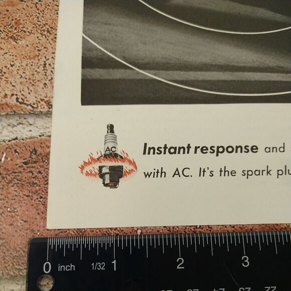 You‎ get ACtion with AC spark plugs automotive - Vtg Orig 1961 B&W Red PRINT AD - Picture 6 of 10